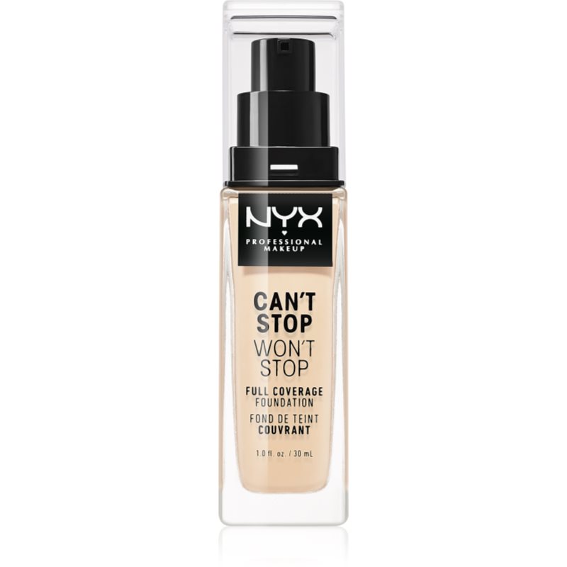 NYX Professional Makeup Can't Stop Won't Stop Full Coverage Foundation Magas fedésű alapozó árnyalat 02 Alabaster 30 ml-Eredeti