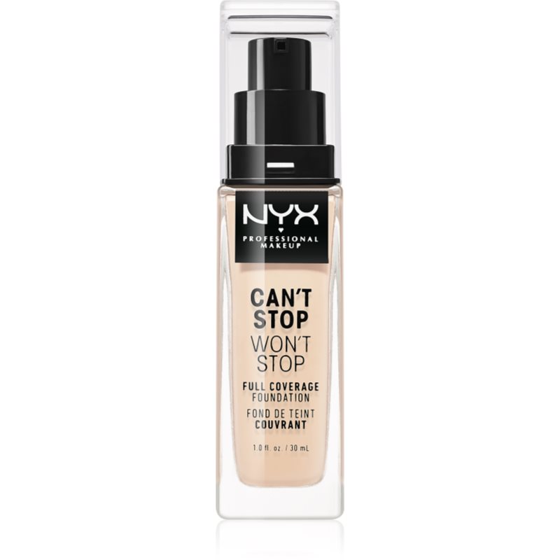 NYX Professional Makeup Can't Stop Won't Stop Full Coverage Foundation Magas fedésű alapozó árnyalat 03 Porcelain 30 ml-Eredeti