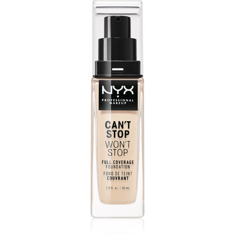 NYX Professional Makeup Can't Stop Won't Stop Full Coverage Foundation Magas fedésű alapozó árnyalat 1.3 Light Porcelain 30 ml-Eredeti