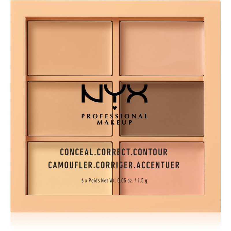 NYX Professional Makeup Conceal. Correct. Contour Korrektor és kontúrozó paletta árnyalat 01 Light 6 x 1.5 g-Eredeti