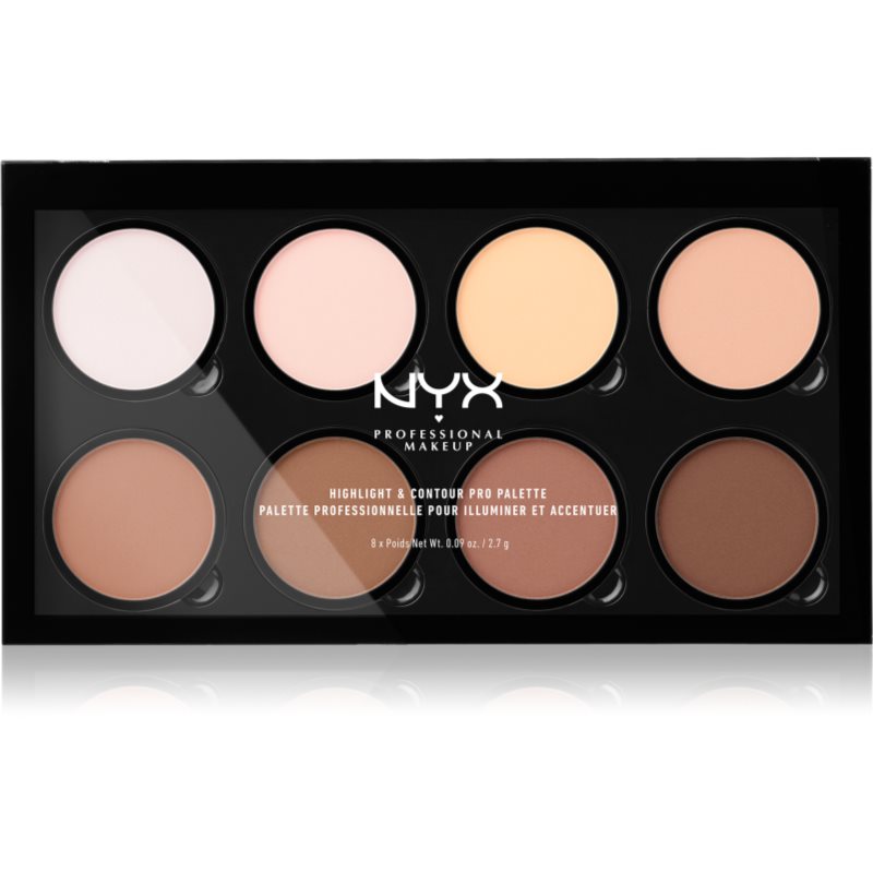 NYX Professional Makeup Highlight & Contour PRO Púderes highlight és kontúr paletta 8x2