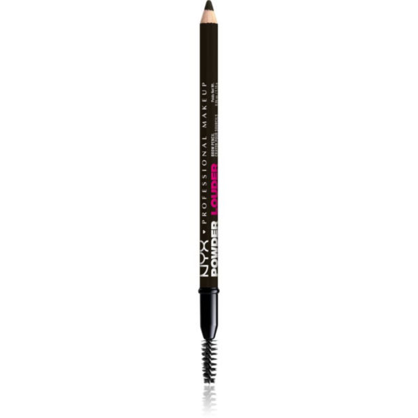 NYX Professional Makeup Powder Louder szemöldök ceruza kefével árnyalat Black 1 db