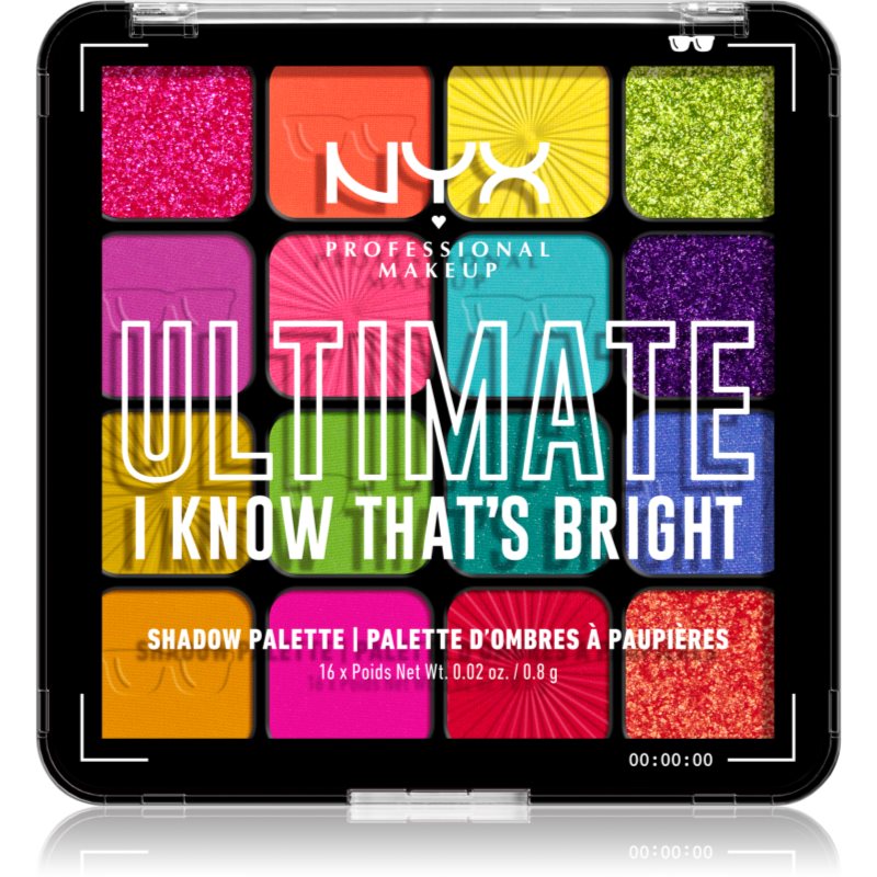 NYX Professional Makeup Ultimate Shadow Palette szemhéjfesték árnyalat I Know That's Bright 16 db-Ár