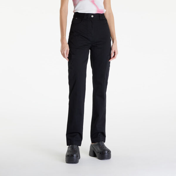 Nadrágok Calvin Klein Jeans Woven Label High Rise Straight Pant Black XS-alacsony-ár