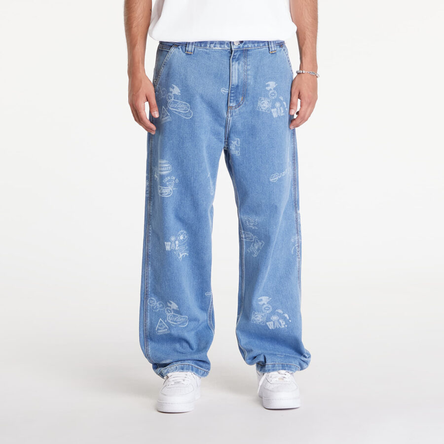Nadrágok Carhartt WIP Stamp Pant Stamp Print/ Blue Bleached 26-alacsony-ár