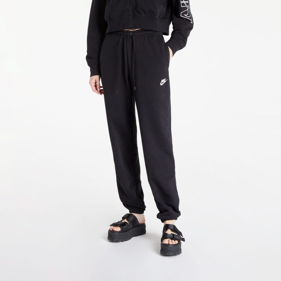 Nadrágok Nike NSW Essential Fleece Medium-Rise Pants Lse Black/ White L-alacsony-ár