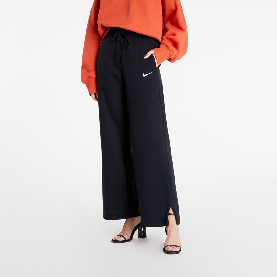 Nadrágok Nike Sportswear Phoenix Fleece Women's High-Waisted Wide-Leg Sweatpants Black/ Sail XS-alacsony-ár