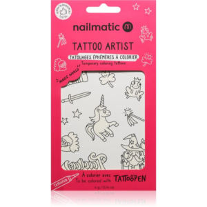 Nailmatic Tattoo Artist Temporary Coloring Tattoos tetoválás gyermekeknek 3 y+ Magic World 9x16