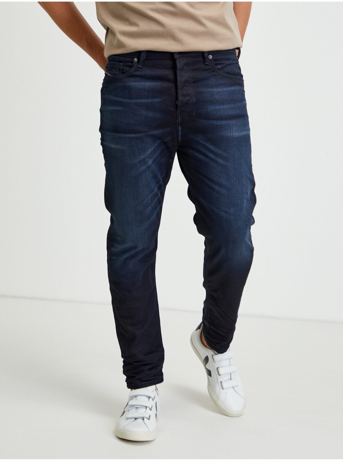 Navy Blue Men's Straight Fit Diesel Vider Jeans - Men's