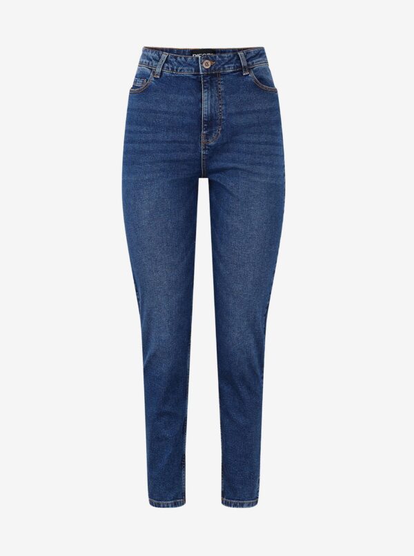 Navy Blue Mom Jeans Pieces Kesia - Ladies