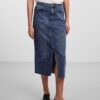 Navy Blue Women's Denim Midi Skirt Pieces Jessie - Women's