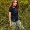 Navy blue Iconic women's t-shirt in combed cotton Fruit of the Loom