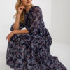 Navy blue floral dress with frills