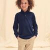 Navy blue long sleeve polo shirt Fruit of the Loom