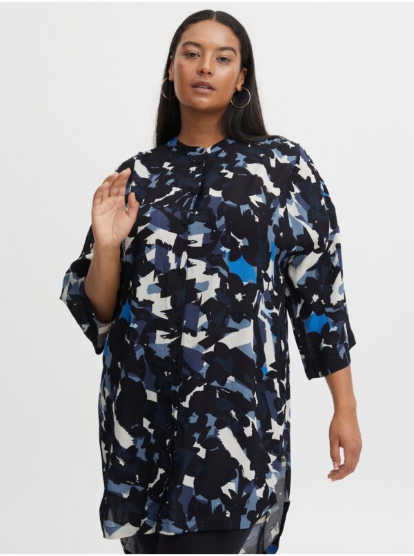 Navy blue patterned blouse Fransa - Ladies