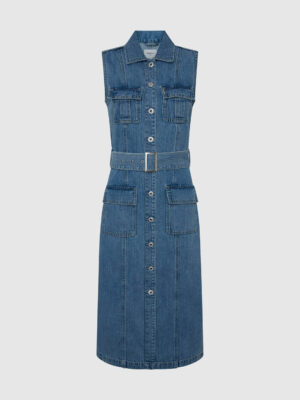 Navy blue women's denim midi dress Pepe Jeans