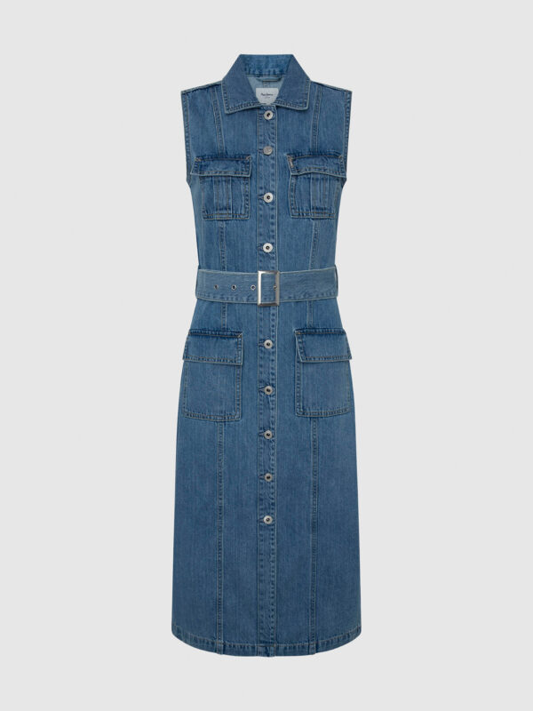 Navy blue women's denim midi dress Pepe Jeans