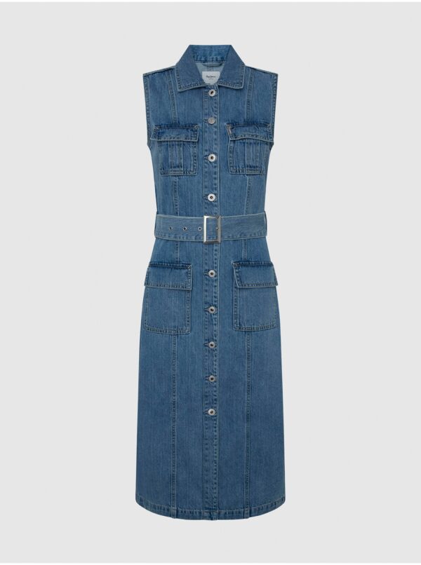 Navy blue women's denim midi dress Pepe Jeans - Women