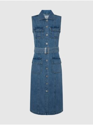Navy blue women's denim midi dress Pepe Jeans - Women