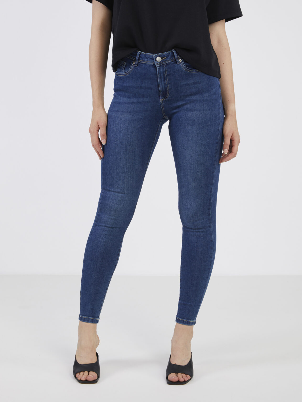 Navy blue women's skinny fit jeans VERO MODA Tanya