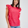 Navy pink women's T-shirt with ruffles ORSAY