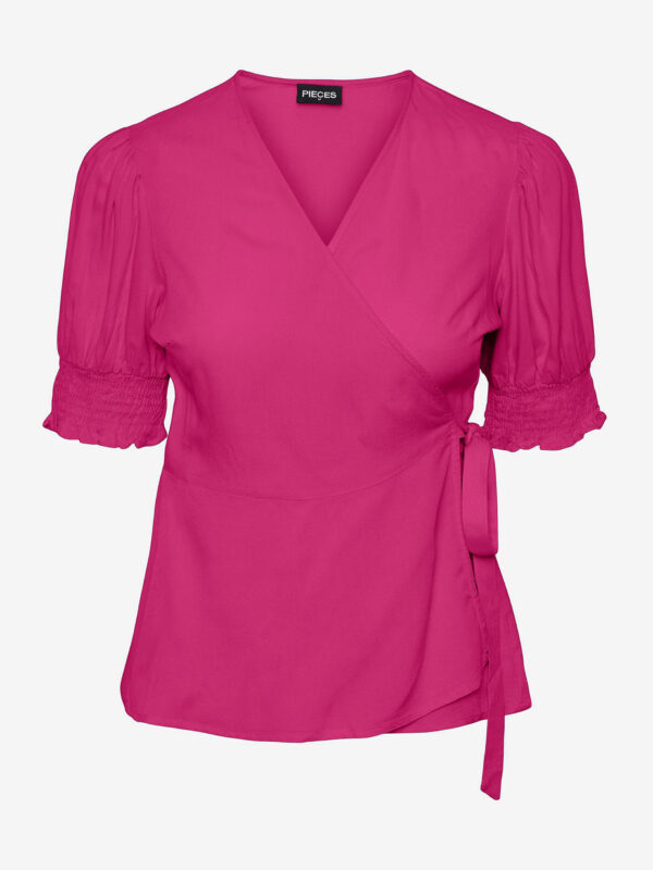 Navy pink women's wrap blouse Pieces Tala
