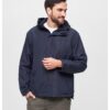 Navy windbreaker with front zipper