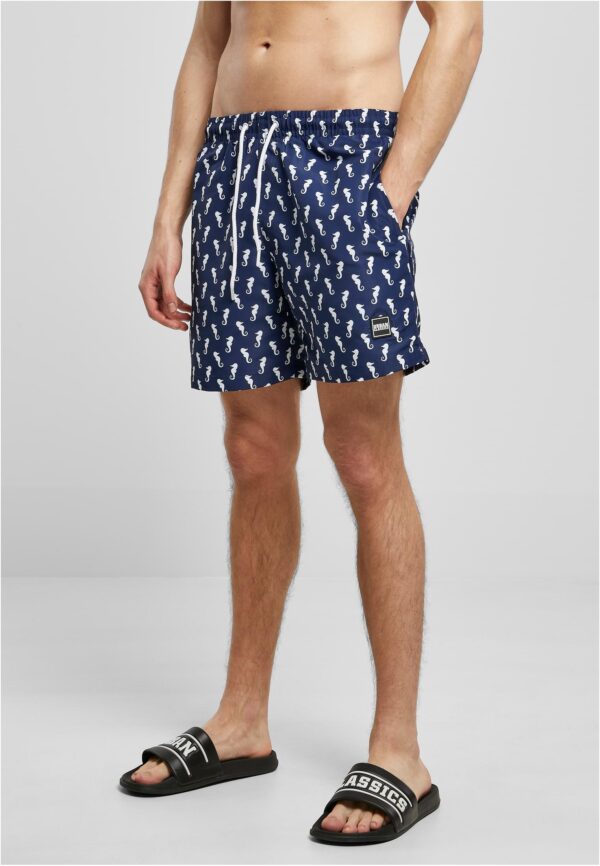 Navyseahorse pattern swimsuit shorts