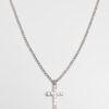 Necklace with diamond cross - silver color