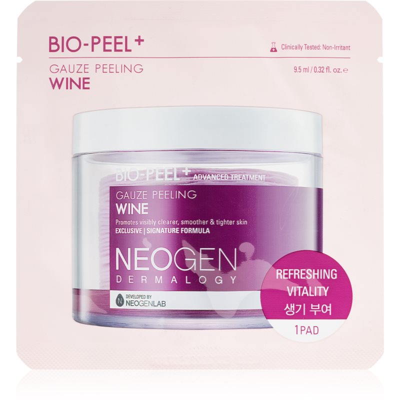 Neogen Dermalogy Bio-Peel+ Gauze Peeling Wine arctisztító peeling párnácskát a bőr kisimításáért és a pórusok minimalizásáért 1 db-Ár