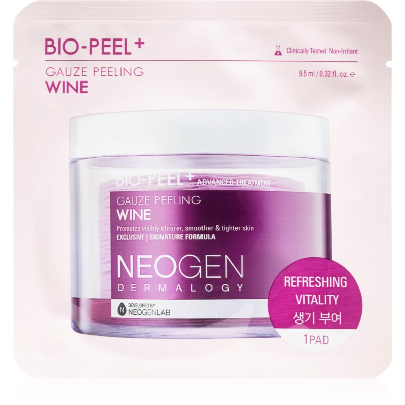 Neogen Dermalogy Bio-Peel+ Gauze Peeling Wine arctisztító peeling párnácskát a bőr kisimításáért és a pórusok minimalizásáért 8 db-Ár