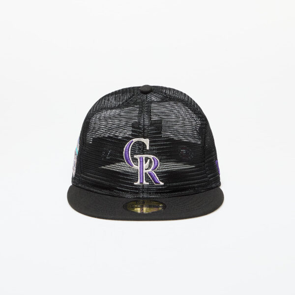 New Era Colorado Rockies Mesh Patch 59FIFTY Fitted Cap Black 7 1/8-alacsony-ár