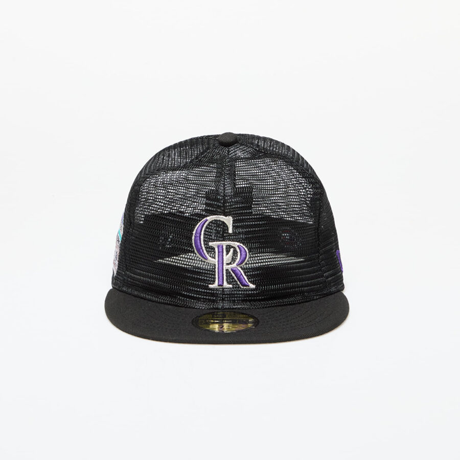 New Era Colorado Rockies Mesh Patch 59FIFTY Fitted Cap Black 7 1/8-alacsony-ár
