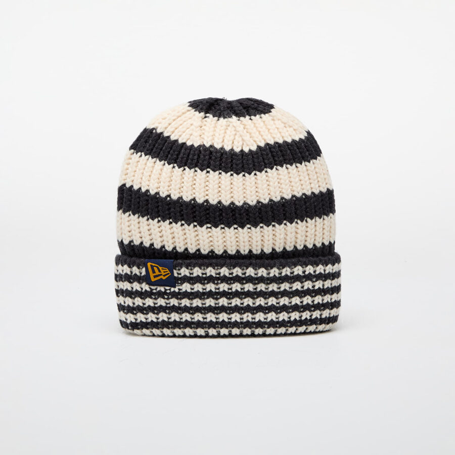 New Era Knit Medium Stripe Beanie Navy/ Light Cream Universal-alacsony-ár