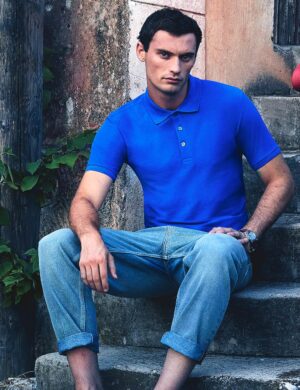 Niebieska koszulka męska polo Tailored Fit Friut of the Loom Niebieska koszulka męska polo Tailored Fit Friut of the Loom