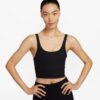 Nike Zenvy Wide Ribbed Women's Light-Support Non-Padded Longline Sports Bra Black/ Black/ Pcg3C L-alacsony-ár