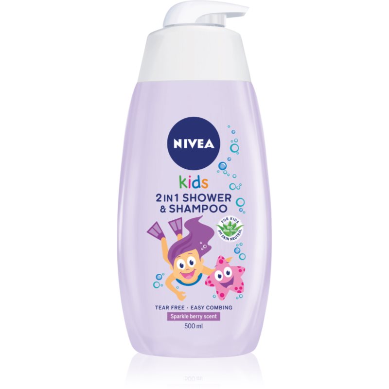 Nivea Kids Girl tusfürdő gél és sampon 2 in 1 gyermekeknek 500 ml-Eredeti