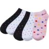No Show Socks Rainbow Dots 5-Pack White/Black/Hibiskuspink