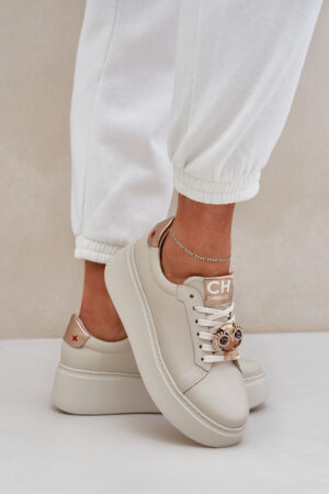 Női Bőr Sneakers CheBello 4411 Világos Bézs