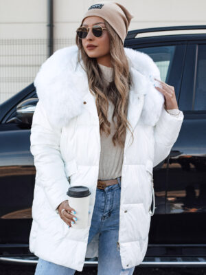 Női FROSTYFIT steppelt télikabát kapucnival fehér Dstreet