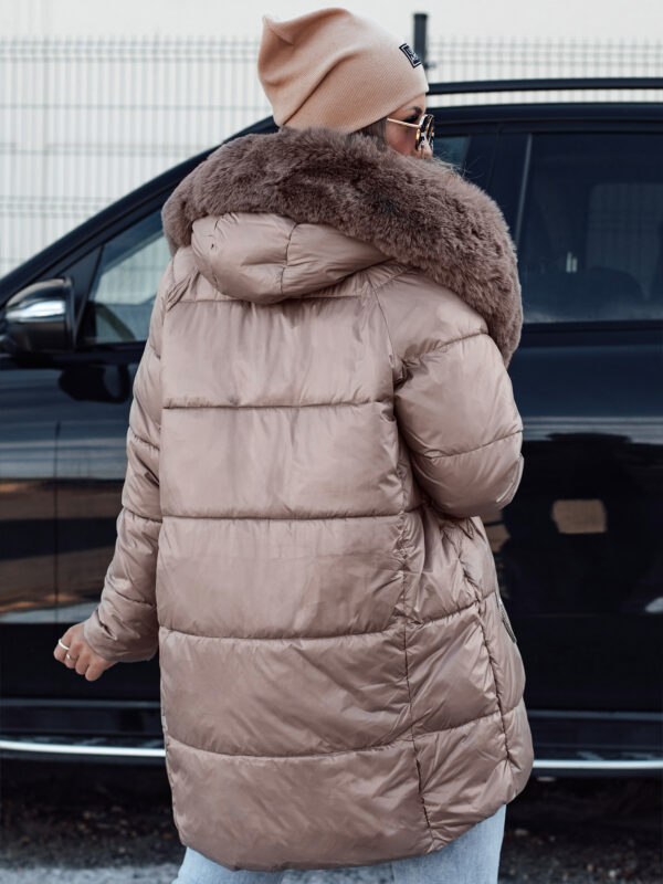 Női FROSTYFIT steppelt télikabát kapucnival sötét bézs Dstreet