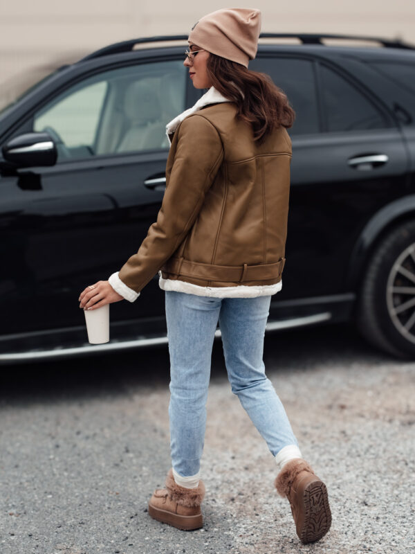Női NORFDIMA bőrdzseki báránybőr dzseki camel Dstreet