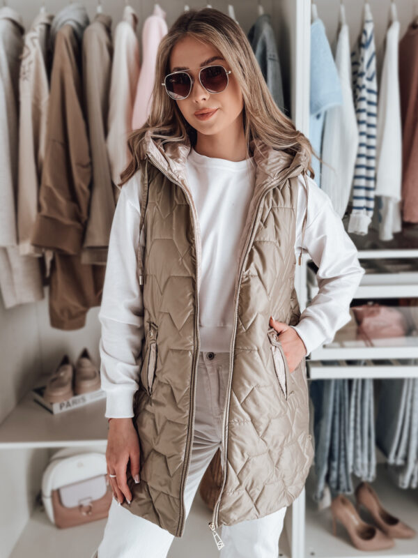Női átmeneti steppelt GLITTI camel mellény Dstreet
