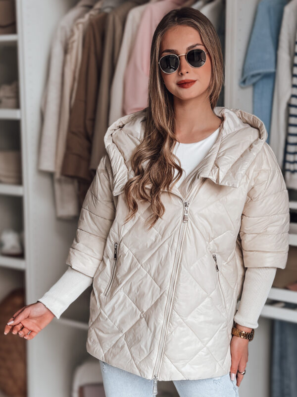 Női átmeneti steppelt oversize dzseki PUFFILOF világos bézs Dstreet
