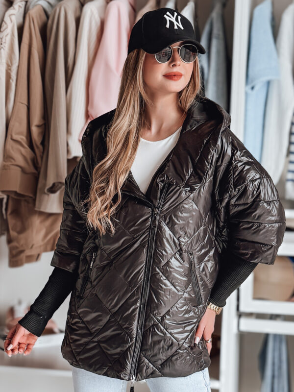Női átmeneti steppelt oversize kabát PUFFILOF fekete Dstreet