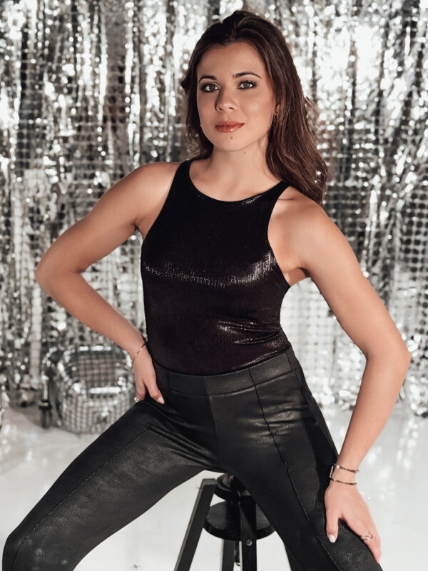 Női body egy méret SHIMMER fekete Dstreet