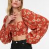 Női crop top Trendyol Floral