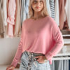Női egyméretű oversize sima pulóver SENZIA rózsaszín Dstreet