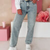 Női farmer mom fit nadrág MERTINE kék Dstreet