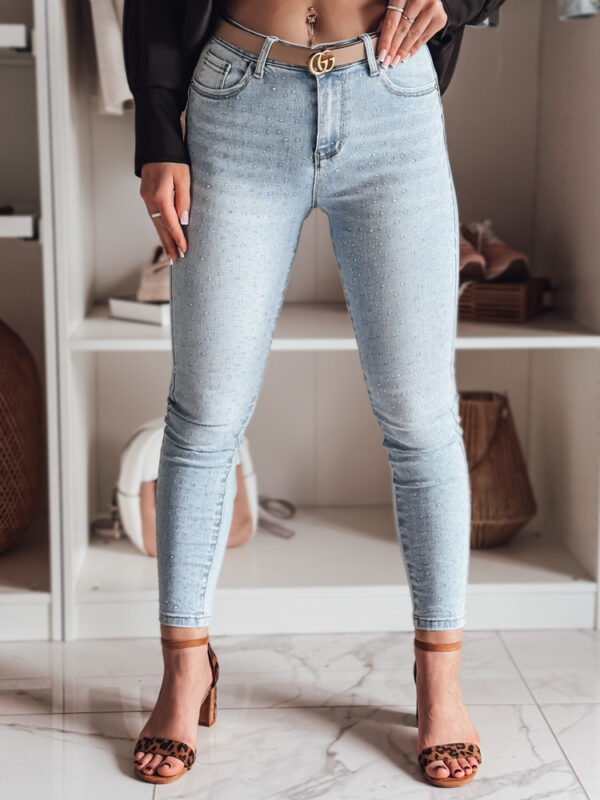 Női farmer skinny nadrág GLAMSKIN díszítéssel kék Dstreet